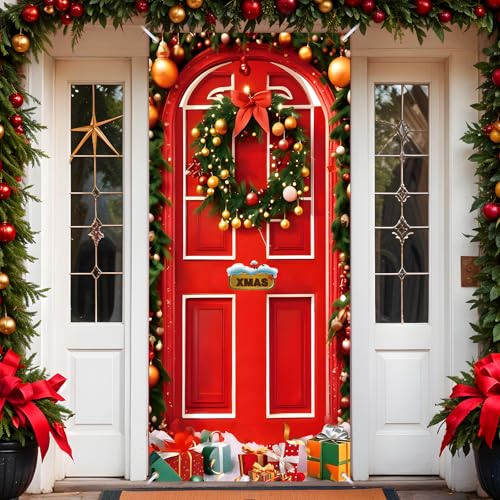 Weihnachtstürabdeckung, Dekoration, Frohe Weihnachten, rote Türabdeckung, Hintergrund, Weihnachten, Party, Türabdeckung, Banner, Fotografie, Hintergrund, Urlaub, Tür-hängende Abdeckung für Zuhause, Weihnachtstürabdeckung, Dekoration, Frohe Weihnachten, rote Türabdeckung, Hintergrund, Weihnachten, Party, Türabdeckung, Banner, Fotografie, Hintergrund, Urlaub, Tür-hängende Abdeckung für Zuhause, von Woosytoo