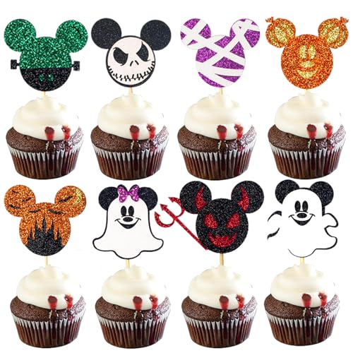 Wootkey 24 Stück Maus-inspirierte Halloween-Cupcake-Topper, Glitzer, niedlicher Geist, Halloween, Cupcake-Picks, Mumie, Kürbis, Micky, Halloween, Cupcake-Dekorationen, Babyparty, Wootkey 24 Stück Maus-inspirierte Halloween-Cupcake-Topper, Glitzer, niedlicher Geist, Halloween, Cupcake-Picks, Mumie, Kürbis, Micky, Halloween, Cupcake-Dekorationen, Babyparty, von Wootkey