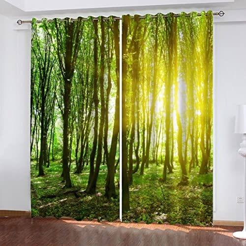 Gardinen Blickdicht Wald Vorhang Verdunkelung Kinderzimmer mit Ösen Gardinen Natürliches Grünes Holz 3D Polyester Verdunkelungsvorhang für Schlafzimmer Wohnzimmer Wohnkultur 2-Set B 75 x H 166cm Gardinen Blickdicht Wald Vorhang Verdunkelung Kinderzimmer mit Ösen Gardinen Natürliches Grünes Holz 3D Polyester Verdunkelungsvorhang für Schlafzimmer Wohnzimmer Wohnkultur 2-Set B 75 x H 166cm von Woowin