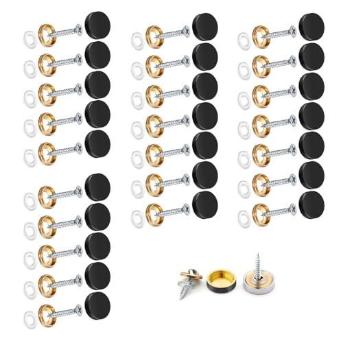 Wopanxye Spiegelschrauben, 10 mm, Edelstahl, polierte Edelstahl-Nägel, Kappe mit Unterlegscheibe, dekorative Messingabdeckung, gebürstet, für Möbelbeschläge, Glasschilder, Tische, Badplatten von Wopanxye
