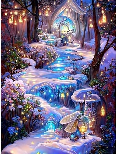 Woplagyreat Diamond Painting Erwachsene Diamant Bilder Dimondpaintin Blumen 5d Landschaft Diamanten Crystal Art Rahmen 70x40 Groß Deko Wohnzimmer Wanddeko Schlafzimmer Pflanzen Aesthetic Traumland von Woplagyreat