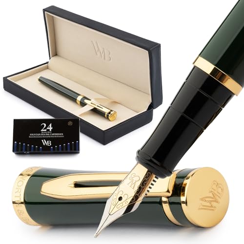 Wordsworth & Black Füllfederhalter Set – Kalligraphie und Schreibwerkzeug mit mittlerer Feder – Füller inklusive 24 Tintenpatronen von Wordsworth & Black