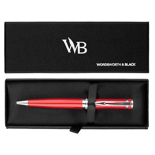 Wordsworth & Black Kugelschreiber Roter Lack - Atemberaubender Luxus-Stift mit Chromfinish, Tinten-Nachfüllung, Geschenk für Männer & Frauen, Nachfüllbar, Schöne Stifte, Feine Spitze von Wordsworth & Black