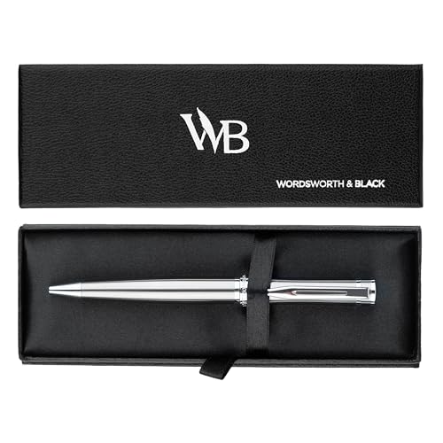 Wordsworth & Black Kugelschreiber Silberlack - Atemberaubender Luxus-Stift mit Chromfinish, Tinten-Nachfüllung, Geschenk für Männer & Frauen, Nachfüllbar, Schöne Stifte, Feine Spitze Wordsworth & Black Kugelschreiber Silberlack - Atemberaubender Luxus-Stift mit Chromfinish, Tinten-Nachfüllung, Geschenk für Männer & Frauen, Nachfüllbar, Schöne Stifte, Feine Spitze von Wordsworth & Black