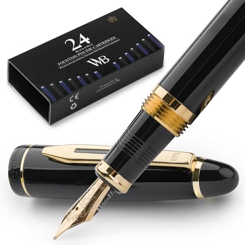Wordsworth & Black Majesti Füllfederhalter (Schwarzgold), Luxus-Etui, Mittlere Feder - 24 Tintenpatronen, nachfüllbarer Tintenkonverter - Bestes Business-für Männer & Frauen Wordsworth & Black Majesti Füllfederhalter (Schwarzgold), Luxus-Etui, Mittlere Feder - 24 Tintenpatronen, nachfüllbarer Tintenkonverter - Bestes Business-für Männer & Frauen von Wordsworth & Black