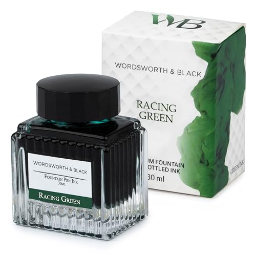 Wordsworth und Black Tintenflasche (30 ml) für Füllfederhalter, Premium- und Luxusedition, Tinte für Füllfederhalter in Flasche [Renngrün]; klassisch designte Flasche von Wordsworth & Black