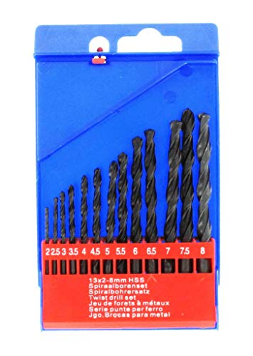 RIKAMA® Profi Spiralbohrersatz 13teilig | 2-8mm | High speed Stahl | geschwärzte Oberfläche | Rostfrei | gehärtet HRC 58-62 | Metallbohrer | Holzbohrer | Balkenbohrer | Steinbohrer | Universalbohrer RIKAMA® Profi Spiralbohrersatz 13teilig | 2-8mm | High speed Stahl | geschwärzte Oberfläche | Rostfrei | gehärtet HRC 58-62 | Metallbohrer | Holzbohrer | Balkenbohrer | Steinbohrer | Universalbohrer von RiKaMa ONLINEVERSAND AUS EINER HAND