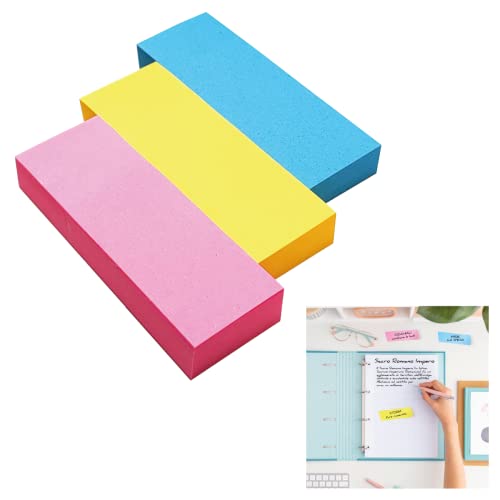 Lesezeichen, Memo-Blöcke, Aufkleber, bunte Aufkleber, Lesezeichen, Sticky Notes, für die Schule zu Hause oder das Büro, mehrfarbig (76 x 25 mm - 3 x 100 Blätter) von World Trade