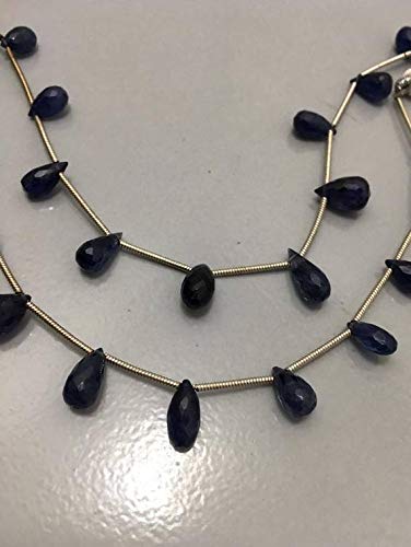 BEADS GEMSTONE Natural Blue Saphir Faceted Drops 8 to 10 mm 8 Inch Long/Edelsteinperlen/Precious Beads/Blue Saphir Perlen/Faceted Perlen Code-HIGH-42907, Edelstein Metall Stein von World Wide Gems