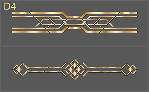 Art-Deco-Bordüren, dekorative wiederverwendbare Schablone, Retro-Stil, 20er-Jahre-Ornamente, Vintage-Ornamente und verzierte Bordüren (D-4, XL) von World of Stencils
