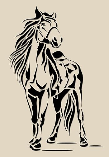 Pferd-Schablonen, Großformatige Wandkunst-Malschablone, wiederverwendbare Kunststoffvorlage (HORSE-11, L) von World of Stencils