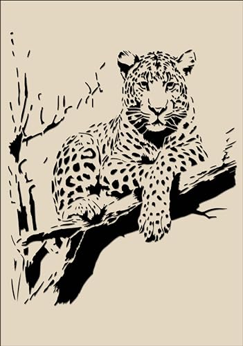 Tierschablonen Nr. 1, Großformatige Wandkunst Malschablone, wiederverwendbare Kunststoff-Dekorationsvorlage (Leopard-2, XL) von World of Stencils