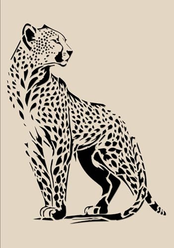 Tierschablonen Nr. 1, Großformatige Wandkunst Malschablone, wiederverwendbare Kunststoffdekorationsvorlage (Gepard-2, XL) von World of Stencils