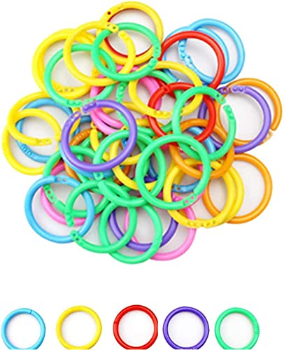 Binder Ringe Farbe Kunststoff Buch Ringe Plastikbuch Karteikarten Ring 50 Stück Plastik-Lose-Blatt-Ringe Multicolor Binderinge von Worldly