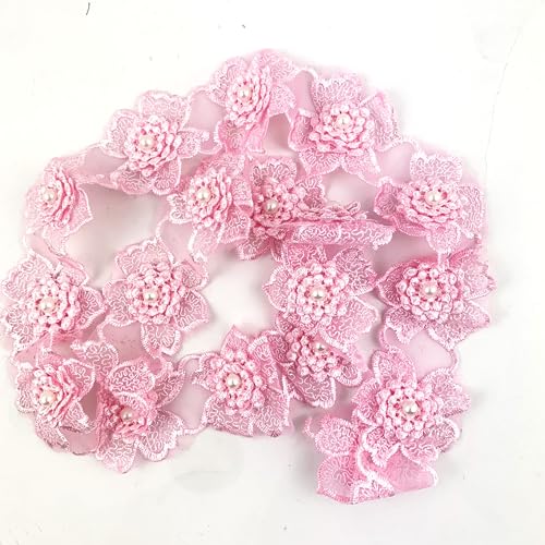 Worlds Spitzenbesatz mit rosa Blumen und Perlen, bestickt, für Hochzeitskleidung, Kleid, Nähen, Basteln, 4,5 cm Worlds Spitzenbesatz mit rosa Blumen und Perlen, bestickt, für Hochzeitskleidung, Kleid, Nähen, Basteln, 4,5 cm von Worlds