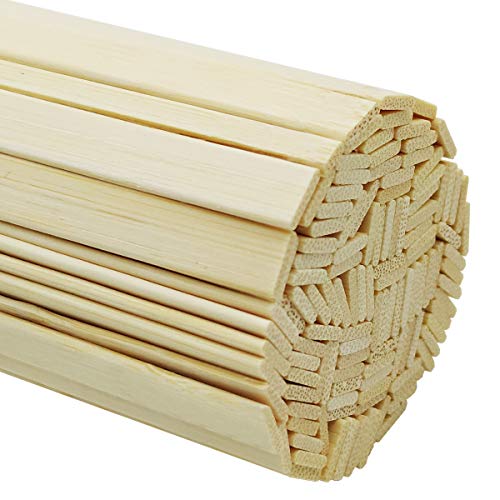 Worown 120 Stück 40cm Starke natürliche Bambusstäbchen, Holz-Bastelsticks, Extra lange Stöcke, Holzleisten für Bastelprojekte (40 cm Länge x 0,9 cm Breite x 0,2 cm Dicke) von Worown