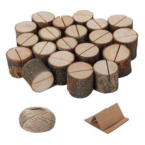 Worown 20 Stück Kartenhalter Holz, Menükartenhalter, Fotohalter Holz ,Tischnummernhalter mit 20 Kraftpapier Tischkarten und 30 Meter DIY hanfseil für Kaffeebar, Hochzeits Worown 20 Stück Kartenhalter Holz, Menükartenhalter, Fotohalter Holz ,Tischnummernhalter mit 20 Kraftpapier Tischkarten und 30 Meter DIY hanfseil für Kaffeebar, Hochzeits von Worown