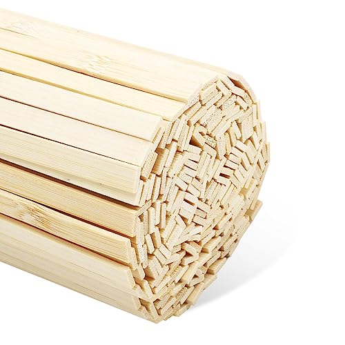 Worown 500 Stück 40 cm lange natürliche Bambusstreifen, 0,9 cm breit, Bambus-Bastelstäbe, extra lange Stäbchen, dünne Holzstreifen für Bastelprojekte von Worown