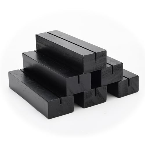 Worown 6 Stück Schwarz Kartenhalter Holz,Menükartenhalter,Tischkartenhalter,Fotohalter Holz für Heim,Kaffeebar,Laden,Hochzeits und Postkarten ( 10 x 3 x 2 cm ) von Worown