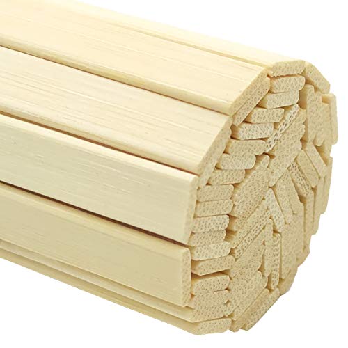 Worown 60 Stück 40cm Starke natürliche Bambusstäbchen, Holz-Bastelsticks, Extra lange Stöcke, Holzleisten für Bastelprojekte (40 cm Länge x 0,9 cm Breite x 0,2 cm Dicke) von Worown