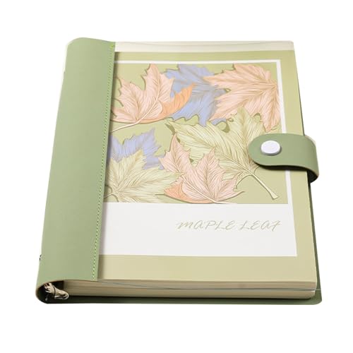 B5 Binder Notizbuch Ordner Portfolio,120 Seiten 8 Löcher Loseblatt PU Leder,Ringbuchordner Ringbinder Planer,Ringbuch,B5 Tagebuch Ringbuchhülle mit Bindertaschen/Papierblatt (Grün, B5) von Worparsen