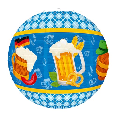 Oktoberfest Deko, 25cm Hängende Papier Laterne Dekoration, Bayerisches Bier Festival München Runde Papier Laterne für Partysdeko (A) von Worparsen