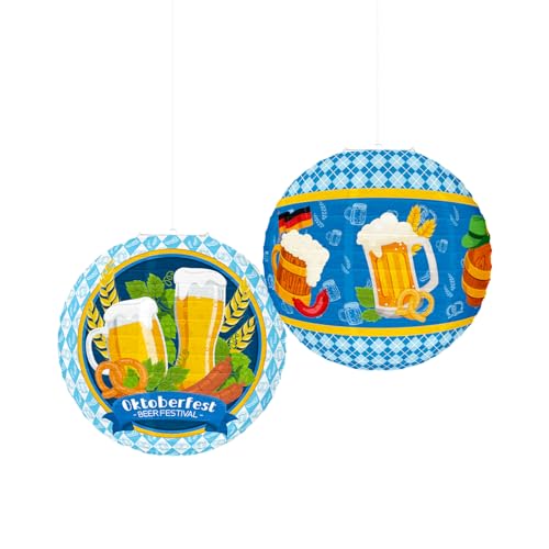 Oktoberfest Deko, 25cm Hängende Papier Laterne Dekoration, Bayerisches Bier Festival München Runde Papier Laterne für Partysdeko (C) von Worparsen