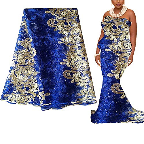 WorthSJLH Afrikanischer Spitzenstoff, 4,5 m, Netz, nigerianische Spitze, französischer Spitzenstoff, bestickt, Guipure-Kordel, Spitze, LF204 (blau) WorthSJLH Afrikanischer Spitzenstoff, 4,5 m, Netz, nigerianische Spitze, französischer Spitzenstoff, bestickt, Guipure-Kordel, Spitze, LF204 (blau) von WorthSJLH
