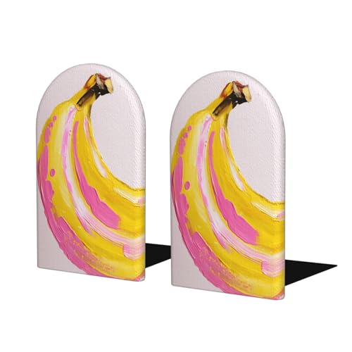 Bananen-Obst-Gouache-Buchstützen für Regale, 2 Stück, Holz-Buchstopper, Organizer für Zuhause, Büro, Bibliotheken Bananen-Obst-Gouache-Buchstützen für Regale, 2 Stück, Holz-Buchstopper, Organizer für Zuhause, Büro, Bibliotheken von Woshuwo