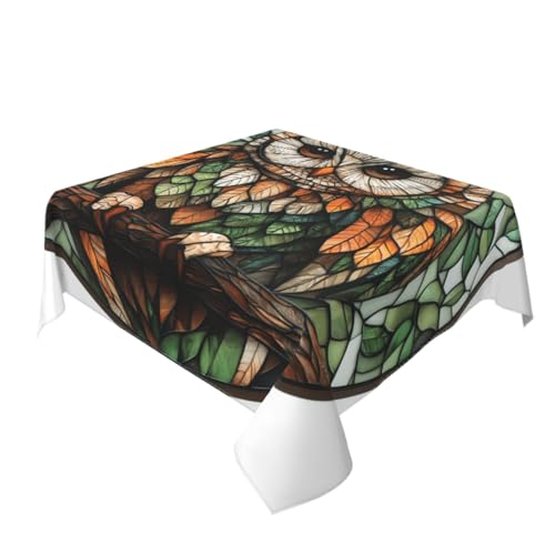 Buntglas-Tischdecke, waschbar, dekorativ für Küche, 152,4 x 152,4 cm, Braun / Grün Buntglas-Tischdecke, waschbar, dekorativ für Küche, 152,4 x 152,4 cm, Braun / Grün von Woshuwo