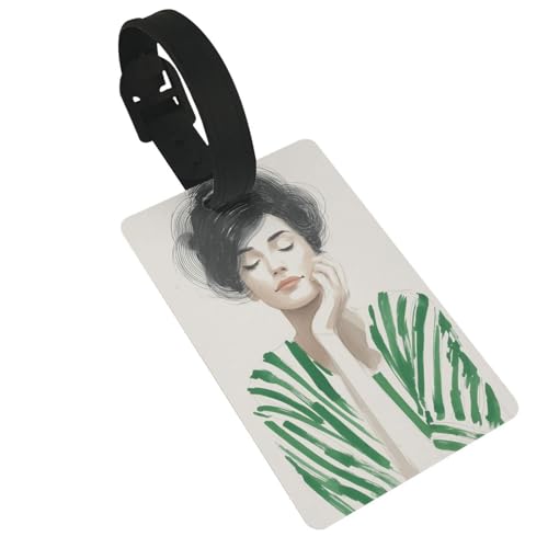 Gepäckanhänger mit Aquarell-Gouache-Frau, gewellte Linien, Namensschild, Kofferanhänger, ideal für Reisen, Kreuzfahrt, Rucksäcke, Tasche Gepäckanhänger mit Aquarell-Gouache-Frau, gewellte Linien, Namensschild, Kofferanhänger, ideal für Reisen, Kreuzfahrt, Rucksäcke, Tasche von Woshuwo