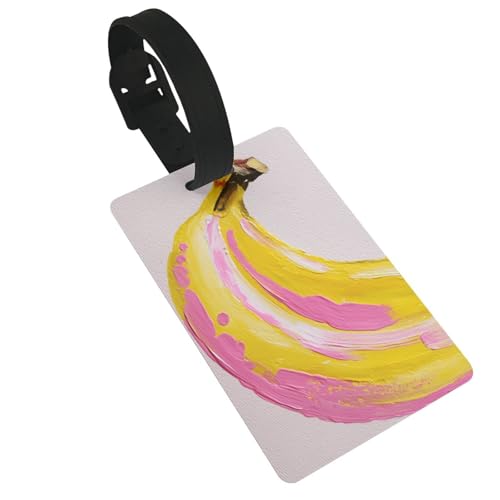 Gepäckanhänger mit Bananenfrucht, Gouache, rosa, gelb, Namensschild, Kofferanhänger, ideal für Reisen, Kreuzfahrt, Rucksäcke, Tasche Gepäckanhänger mit Bananenfrucht, Gouache, rosa, gelb, Namensschild, Kofferanhänger, ideal für Reisen, Kreuzfahrt, Rucksäcke, Tasche von Woshuwo