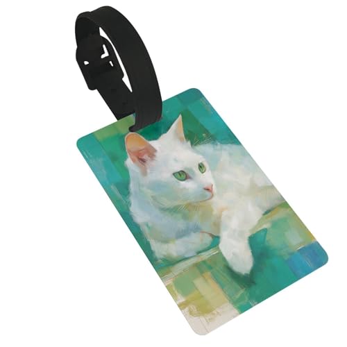 Gepäckanhänger mit weißer Katze, Wasserfarben, Gouache-Motiv, ideal für Reisen, Kreuzfahrt, Rucksäcke, Tasche Gepäckanhänger mit weißer Katze, Wasserfarben, Gouache-Motiv, ideal für Reisen, Kreuzfahrt, Rucksäcke, Tasche von Woshuwo