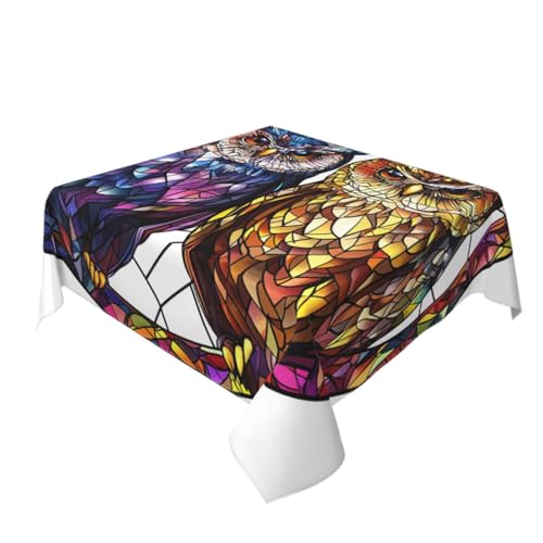 Glasmalerei-Tischdecke, waschbar, dekorativ für Küche, 152,4 x 152,4 cm Glasmalerei-Tischdecke, waschbar, dekorativ für Küche, 152,4 x 152,4 cm von Woshuwo