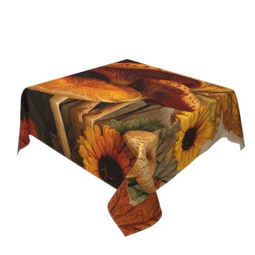 Große Tischdecke, Motiv: Herbstpilze, Orange, für Abendessen, dekorativ, für Küche, 152,4 x 152,4 cm von Woshuwo