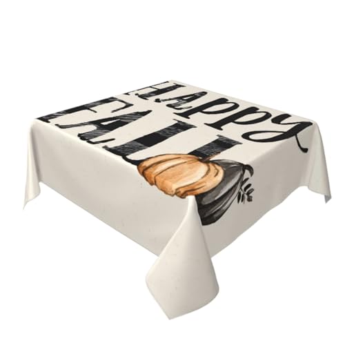 Happy Fall schwarz-weiß karierte Tischdecke, waschbar, für Abendessen, dekorativ, für Küche, 152,4 x 152,4 cm Happy Fall schwarz-weiß karierte Tischdecke, waschbar, für Abendessen, dekorativ, für Küche, 152,4 x 152,4 cm von Woshuwo