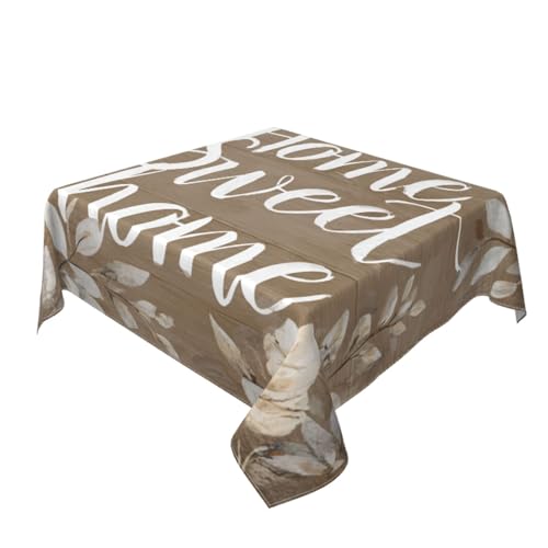 Home Sweet Home Holz-Tischdecke, waschbar, dekorativ für Küche, 152,4 x 152,4 cm, Beige von Woshuwo