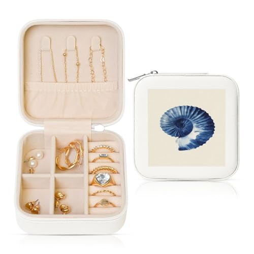Minimalistischer Reise-Schmuckkästchen in Aquarell-Optik, PU-Leder, Schmuck-Aufbewahrungshalter für Ringe, Ohrringe, Anhänger, Halsketten für Mädchen und Frauen von Woshuwo