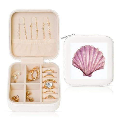 Reise-Schmuckkästchen aus PU-Leder, für Ringe, Ohrringe, Anhänger, Halsketten für Mädchen und Frauen, Rosa von Woshuwo