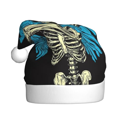 Skelett-Engel mit blauen Flügeln, Weihnachtsmannmütze für Erwachsene, Kopfbedeckung, Neuheit Weihnachtsmütze von Woshuwo