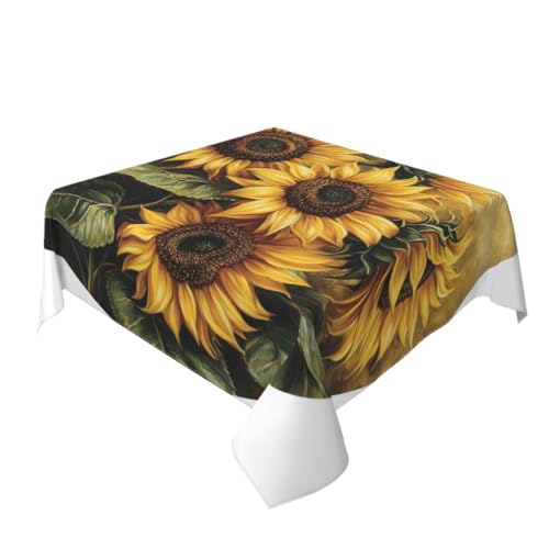 Sonnenblumen-Vintage-Tischdecke, waschbar, für Abendessen, dekorativ, für Küche, 152,4 x 152,4 cm Sonnenblumen-Vintage-Tischdecke, waschbar, für Abendessen, dekorativ, für Küche, 152,4 x 152,4 cm von Woshuwo