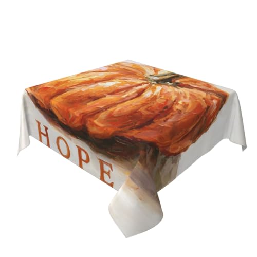 Tischdecke "Kürbis" mit Wort Hoffnung, waschbar, für Abendessen, dekorativ, für Küche, 152,4 x 152,4 cm Tischdecke "Kürbis" mit Wort Hoffnung, waschbar, für Abendessen, dekorativ, für Küche, 152,4 x 152,4 cm von Woshuwo