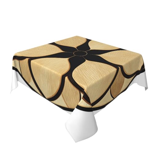 Tischdecke aus Holz, mit geometrischem Muster, waschbar, dekorativ für Küche, 152,4 x 152,4 cm von Woshuwo
