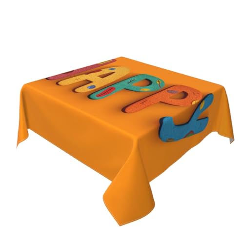 Tischdecke mit Aufschrift "Happy Colorful Letters", waschbar, dekorativ für Küche, 152,4 x 152,4 cm Tischdecke mit Aufschrift "Happy Colorful Letters", waschbar, dekorativ für Küche, 152,4 x 152,4 cm von Woshuwo