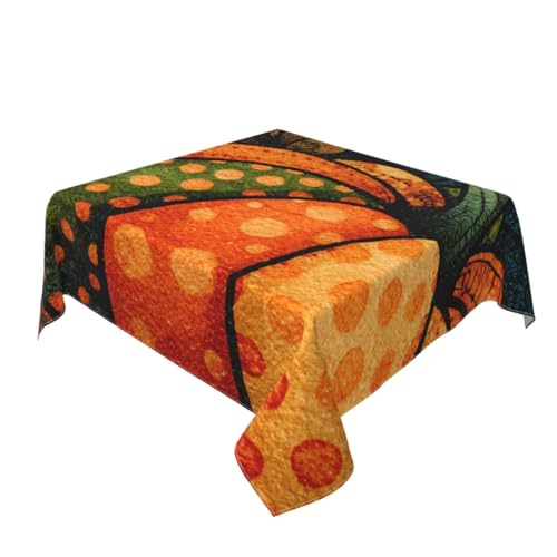 Tischdecke mit Kürbis mit Punkten, waschbar, dekorativ für Küche, 152,4 x 152,4 cm Tischdecke mit Kürbis mit Punkten, waschbar, dekorativ für Küche, 152,4 x 152,4 cm von Woshuwo