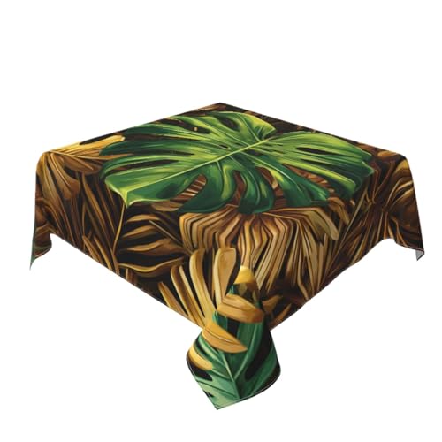 Tischdecke mit Monstera-Blättern, waschbar, dekorativ für Küche, 152,4 x 152,4 cm, Braun und Gelb Tischdecke mit Monstera-Blättern, waschbar, dekorativ für Küche, 152,4 x 152,4 cm, Braun und Gelb von Woshuwo
