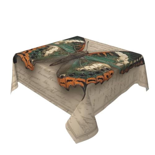 Tischdecke mit Schmetterlingsmotiv, waschbar, dekorativ für Küche, 152,4 x 152,4 cm von Woshuwo