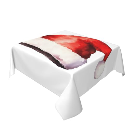 Tischdecke mit Weihnachtsmütze, waschbar, dekorativ für Küche, 152,4 x 152,4 cm Tischdecke mit Weihnachtsmütze, waschbar, dekorativ für Küche, 152,4 x 152,4 cm von Woshuwo
