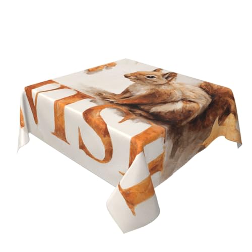 Tischdecke mit niedlichem Eichhörnchen-Motiv Cottagecore, waschbar, dekorativ für Küche, 152,4 x 152,4 cm Tischdecke mit niedlichem Eichhörnchen-Motiv Cottagecore, waschbar, dekorativ für Küche, 152,4 x 152,4 cm von Woshuwo