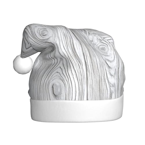 Weihnachtsmütze mit Holzstruktur, Vintage-Stil, für Erwachsene, Weihnachts-Kopfbedeckung, Weiß von Woshuwo